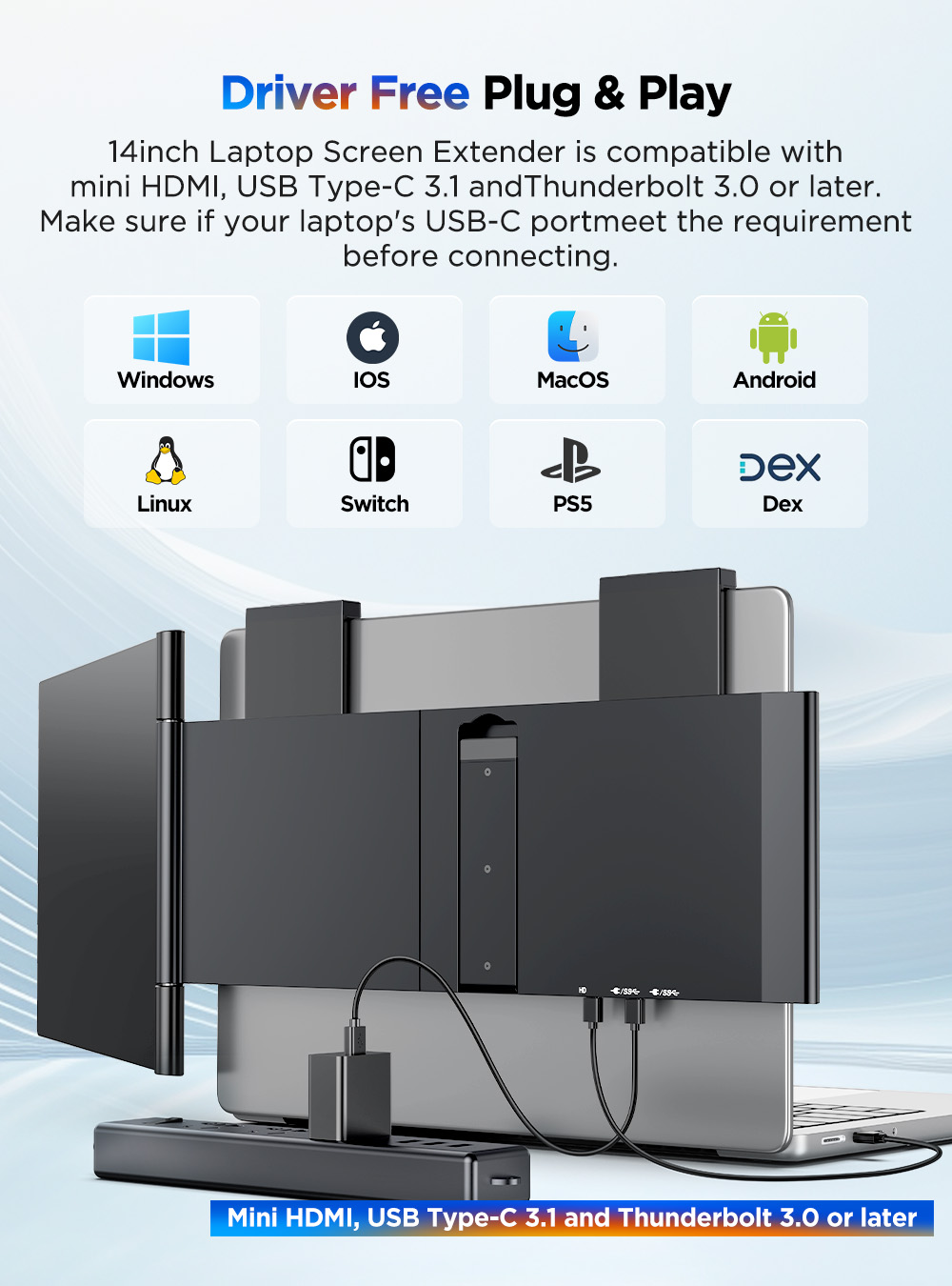 UPERFECT 14'' Portable Monitor - Pc Gaming Y60 ulasan dan harga